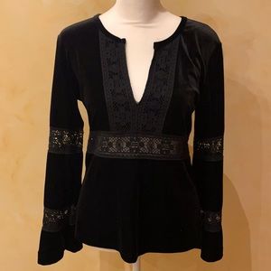 Boston Proper Black Velvet Blouse